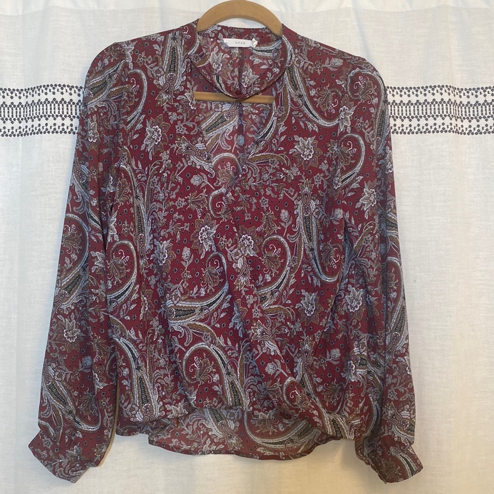 Lush Drape Front Paisley Blouse